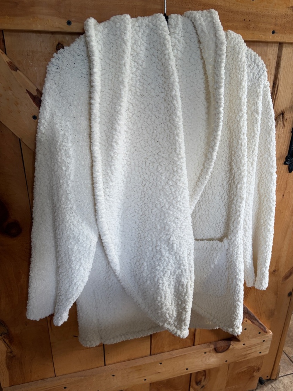 J. Jill Ivory Plush Open-Front Teddy Robe, Large